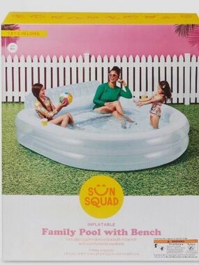 Sun Squad White Inflatable Family Pool with Bench